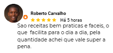 Comentário de cliente sobre as receitas