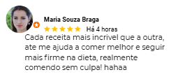 Comentário de cliente sobre as receitas